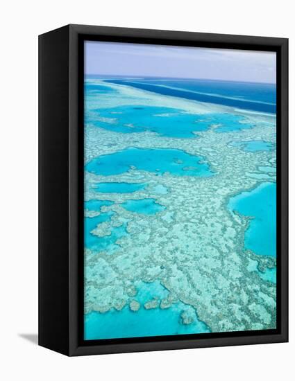 Aerial of the Great Barrier Reef, Whitsunday Coast, Queensland, Australia-Walter Bibikow-Framed Stretched Canvas