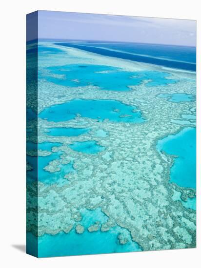 Aerial of the Great Barrier Reef, Whitsunday Coast, Queensland, Australia-Walter Bibikow-Stretched Canvas