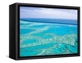 Aerial of the Great Barrier Reef, Whitsunday Coast, Queensland, Australia-Walter Bibikow-Framed Stretched Canvas