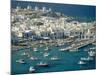 Aerial of the Harbour and Mykonos Town with Windmills in the Background, Greece-Fraser Hall-Mounted Photographic Print