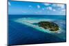 Aerial of the little island at the Avatoru Pass, Rangiroa atoll, Tuamotus, French Polynesia-Michael Runkel-Mounted Photographic Print