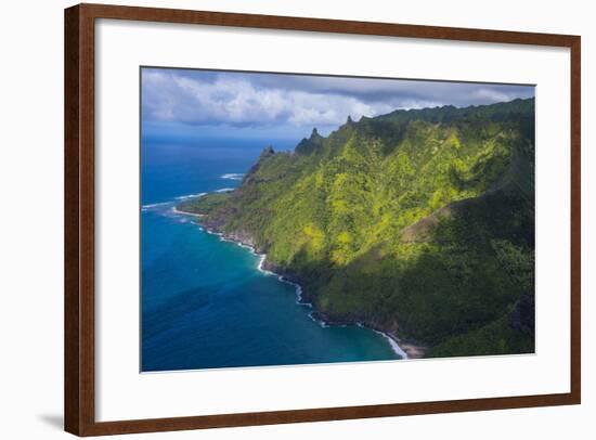 Aerial of the Napali Coast, Kauai, Hawaii, United States of America, Pacific-Michael Runkel-Framed Photographic Print