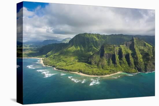 Aerial of the Napali Coast, Kauai, Hawaii, United States of America, Pacific-Michael Runkel-Stretched Canvas