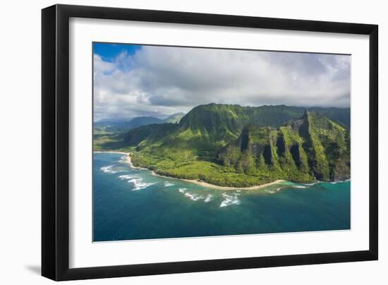 Aerial of the Napali Coast, Kauai, Hawaii, United States of America, Pacific-Michael Runkel-Framed Photographic Print