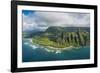 Aerial of the Napali Coast, Kauai, Hawaii, United States of America, Pacific-Michael Runkel-Framed Photographic Print