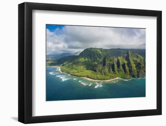 Aerial of the Napali Coast, Kauai, Hawaii, United States of America, Pacific-Michael Runkel-Framed Photographic Print