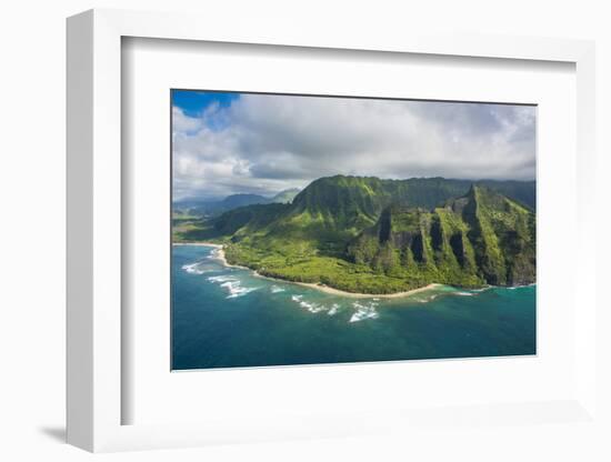 Aerial of the Napali Coast, Kauai, Hawaii, United States of America, Pacific-Michael Runkel-Framed Photographic Print