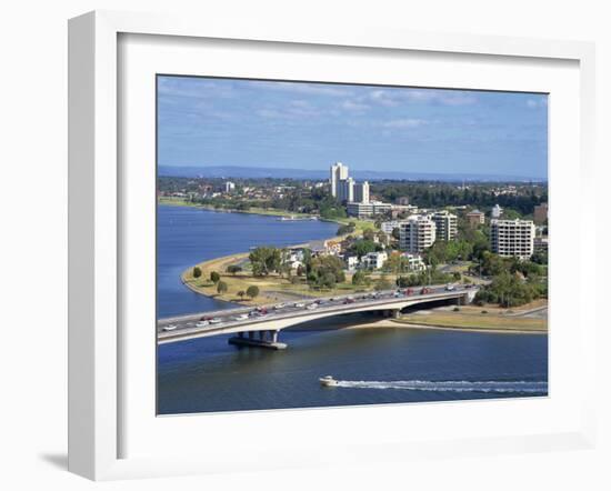 Aerial of the Narrows Bridge in the City of Perth, Western Australia, Australia, Pacific-Scholey Peter-Framed Photographic Print