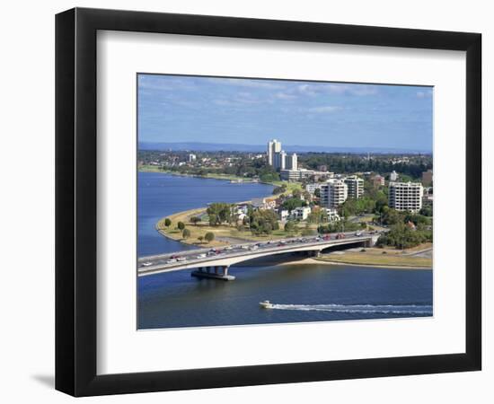 Aerial of the Narrows Bridge in the City of Perth, Western Australia, Australia, Pacific-Scholey Peter-Framed Photographic Print