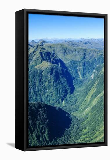 Aerial of the Rugged Mountains in Fiordland National Park-Michael-Framed Stretched Canvas