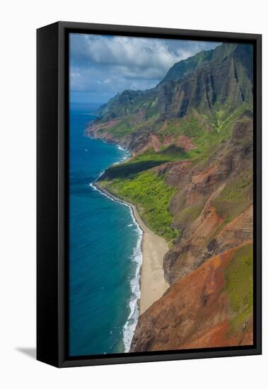 Aerial of the Rugged Napali Coast, Kauai, Hawaii, United States of America, Pacific-Michael Runkel-Framed Stretched Canvas