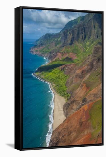 Aerial of the Rugged Napali Coast, Kauai, Hawaii, United States of America, Pacific-Michael Runkel-Framed Stretched Canvas