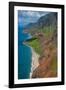 Aerial of the Rugged Napali Coast, Kauai, Hawaii, United States of America, Pacific-Michael Runkel-Framed Photographic Print