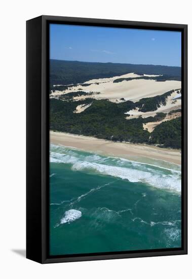 Aerial of the Seventy-Five Mile Beach, Fraser Island, UNESCO Site, Queensland, Australia-Michael Runkel-Framed Stretched Canvas