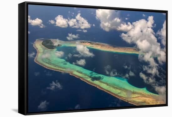 Aerial of the Very Beautiful Ant Atoll, Pohnpei, Micronesia, Pacific-Michael Runkel-Framed Stretched Canvas