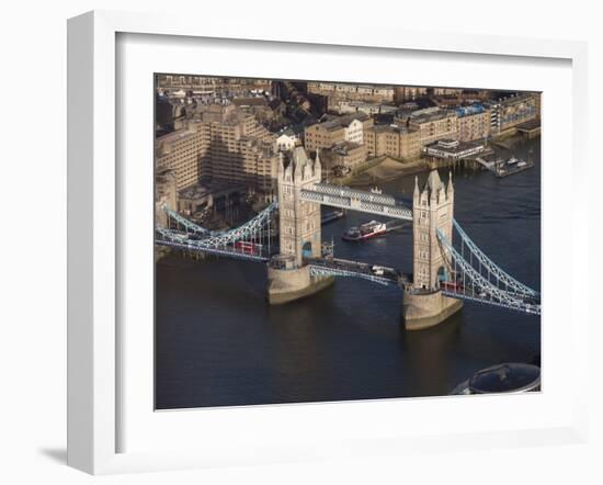 Aerial of Tower Bridge, London, England, United Kingdom, Europe-Charles Bowman-Framed Premium Photographic Print