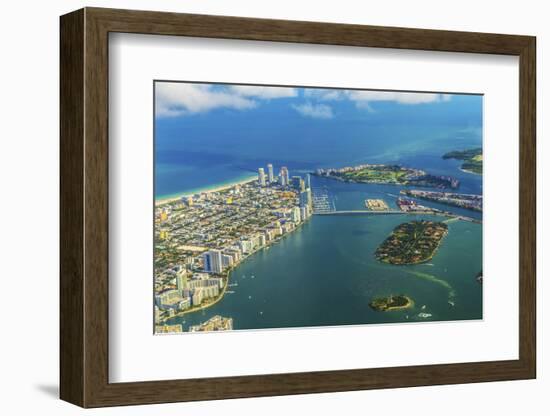 Aerial of Town and Beach of Miami-Jorg Hackemann-Framed Photographic Print