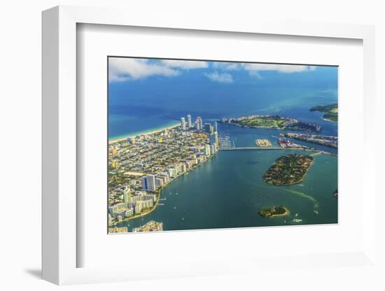 Aerial of Town and Beach of Miami-Jorg Hackemann-Framed Photographic Print