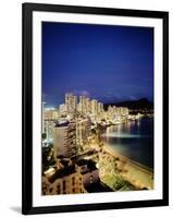 Aerial of Waikiki Beach at Night, HI-Walter Bibikow-Framed Photographic Print