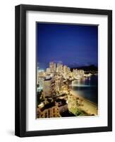 Aerial of Waikiki Beach at Night, HI-Walter Bibikow-Framed Photographic Print