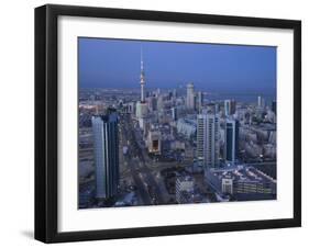 Aerial over Hilalli Street Towards Liberation Tower, Kuwait City, Kuwait-Walter Bibikow-Framed Photographic Print