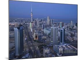 Aerial over Hilalli Street Towards Liberation Tower, Kuwait City, Kuwait-Walter Bibikow-Mounted Photographic Print