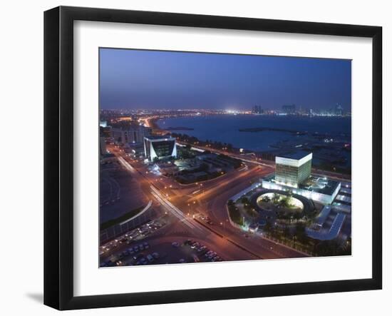 Aerial over Qatar Central Bank, Doha, Ad Dawhah, Qatar-Walter Bibikow-Framed Photographic Print