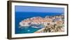 Aerial panorama of Old Port and Dubrovnik Old town, UNESCO World Heritage Site, Dubrovnik, Dalmatia-Neale Clark-Framed Photographic Print