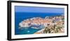 Aerial panorama of Old Port and Dubrovnik Old town, UNESCO World Heritage Site, Dubrovnik, Dalmatia-Neale Clark-Framed Photographic Print