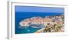 Aerial panorama of Old Port and Dubrovnik Old town, UNESCO World Heritage Site, Dubrovnik, Dalmatia-Neale Clark-Framed Photographic Print