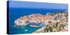 Aerial panorama of Old Port and Dubrovnik Old town, UNESCO World Heritage Site, Dubrovnik, Dalmatia-Neale Clark-Stretched Canvas