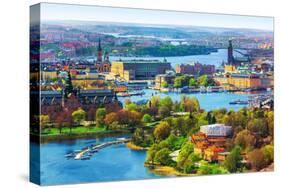 Aerial Panorama of Stockholm, Sweden-Scanrail-Stretched Canvas