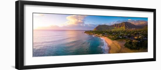 Aerial Panorama of the West Coast of Oahu, Area of Papaoneone Beach. Hawaii, USA-Dudarev Mikhail-Framed Photographic Print