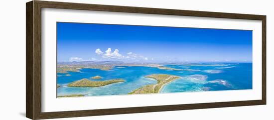 Aerial panoramic by drone of coral reef in the crystal clear Caribbean Sea, Antilles-Roberto Moiola-Framed Photographic Print