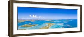 Aerial panoramic by drone of coral reef in the crystal clear Caribbean Sea, Antilles-Roberto Moiola-Framed Photographic Print