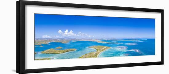 Aerial panoramic by drone of coral reef in the crystal clear Caribbean Sea, Antilles-Roberto Moiola-Framed Photographic Print