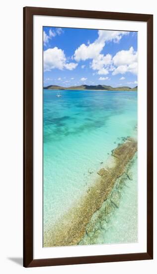 Aerial panoramic by drone of the transparent water of Caribbean Sea, Antilles-Roberto Moiola-Framed Photographic Print