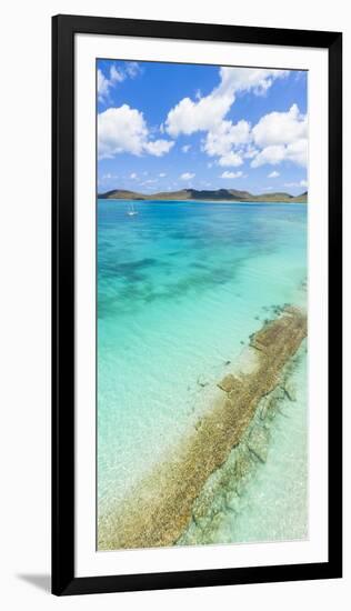 Aerial panoramic by drone of the transparent water of Caribbean Sea, Antilles-Roberto Moiola-Framed Photographic Print