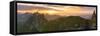 Aerial panoramic of sunset over Le Pouce and Pieter Both mountains, Mauritius-Roberto Moiola-Framed Stretched Canvas