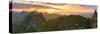 Aerial panoramic of sunset over Le Pouce and Pieter Both mountains, Mauritius-Roberto Moiola-Stretched Canvas