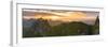 Aerial panoramic of sunset over Le Pouce and Pieter Both mountains, Mauritius-Roberto Moiola-Framed Photographic Print