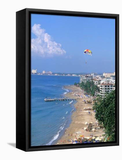 Aerial Parasail at Playa Los Muertos, Puerto Vallarta, Mexico-Bill Bachmann-Framed Stretched Canvas