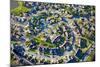 Aerial pattern of residential homes in circle outside of Philadelphia Pennsylvania, New Jersey-null-Mounted Photographic Print