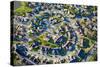 Aerial pattern of residential homes in circle outside of Philadelphia Pennsylvania, New Jersey-null-Stretched Canvas