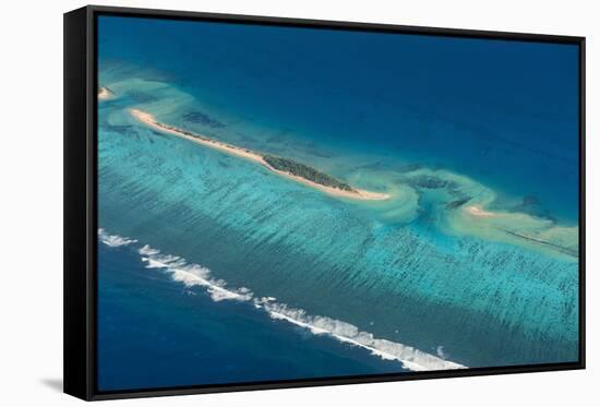 Aerial Photo of a Little Island in Tonga, South Pacific, Pacific-Michael Runkel-Framed Stretched Canvas