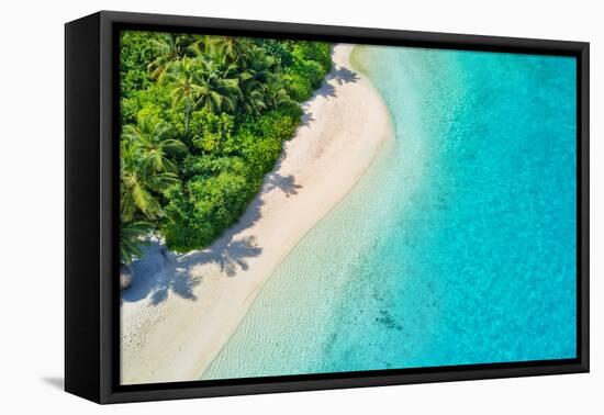 Aerial Photo of Beautiful Paradise Maldives - Tropical Beach on Island-Jag_cz-Framed Stretched Canvas