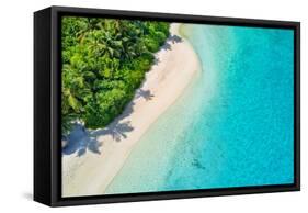 Aerial Photo of Beautiful Paradise Maldives - Tropical Beach on Island-Jag_cz-Framed Stretched Canvas