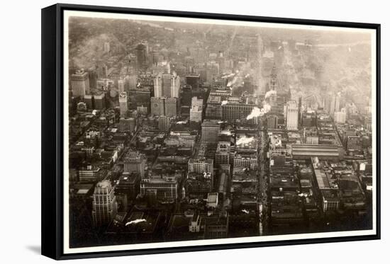 Aerial Photo of Downtown Philadelphia, Taken from the LZ 127 Graf Zeppelin, 1928-German photographer-Framed Stretched Canvas