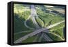 Aerial Photo of M23 Flyover M25, Near Redhill, Surrey, England, United Kingdom, Europe-Peter Barritt-Framed Stretched Canvas