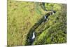 Aerial photo over  waterfalls, Hilo Watershed Forest Reserve, Big Island, Hawaii-Mark A Johnson-Mounted Photographic Print